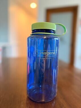 Nalgene Water Bottle Wide Mouth Mint Lid Blue Sporting Hiking